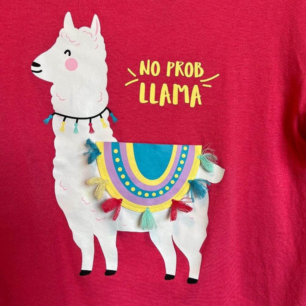 Wonder Nation No Prob Llama Coral Ruffle Short Sleeve T-Shirt Tee Girls XXL (18) - Picture 4 of 4